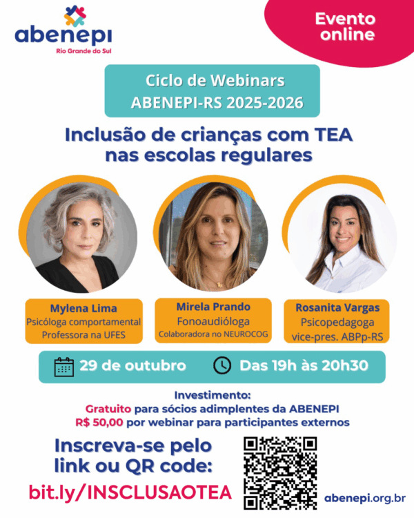29/10 - Abenepi-RS - Inclusão de crianças com TEA nas escolas regulares